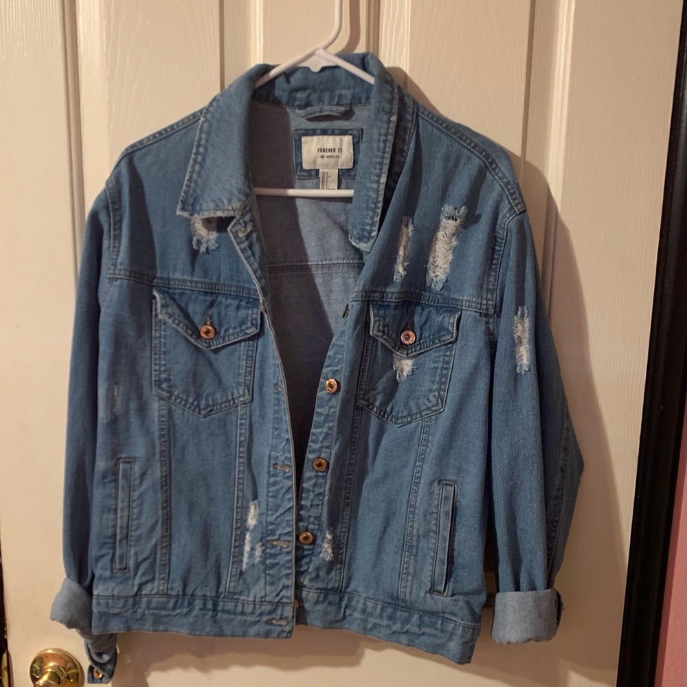 Distressed denim jacket